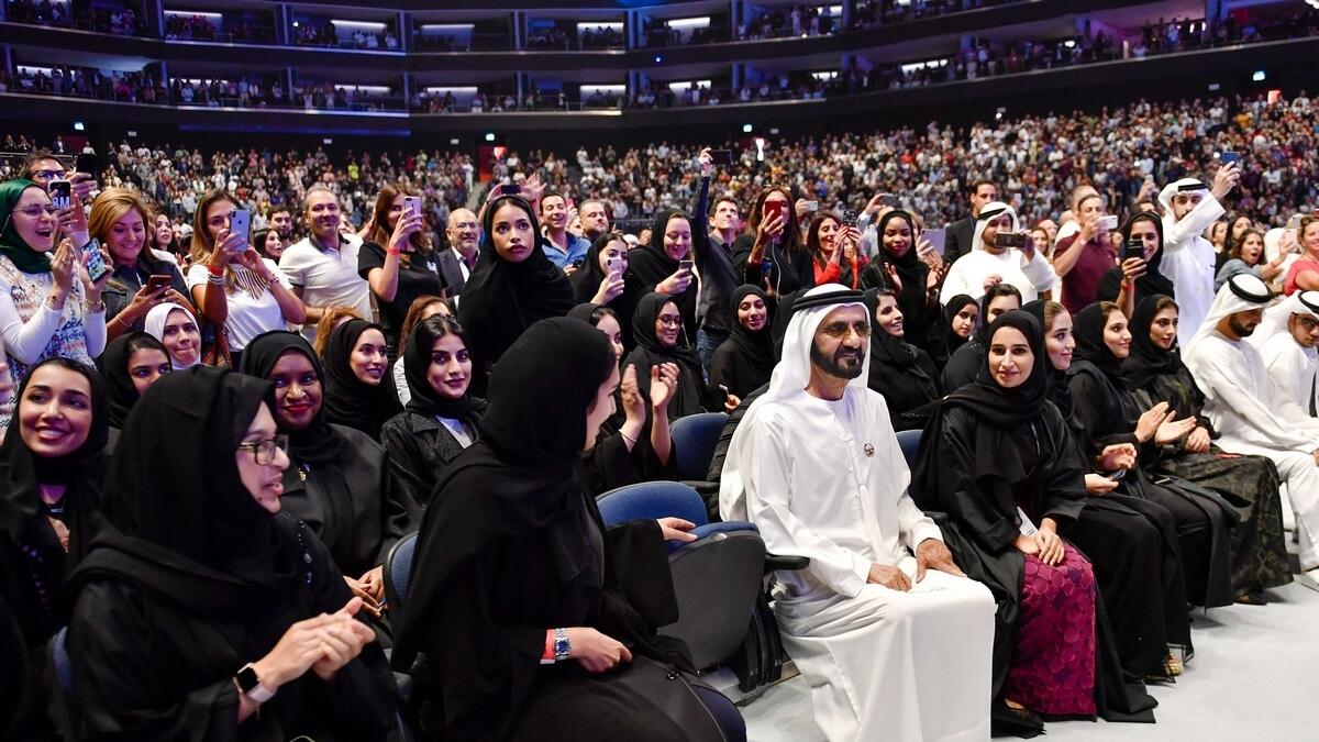 Video, Sheikh Muhammad, surprise, audience, Dubai, event, Coca-Cola Arena, Sheikh Hamdan, Nick Vujicic, Prince EA