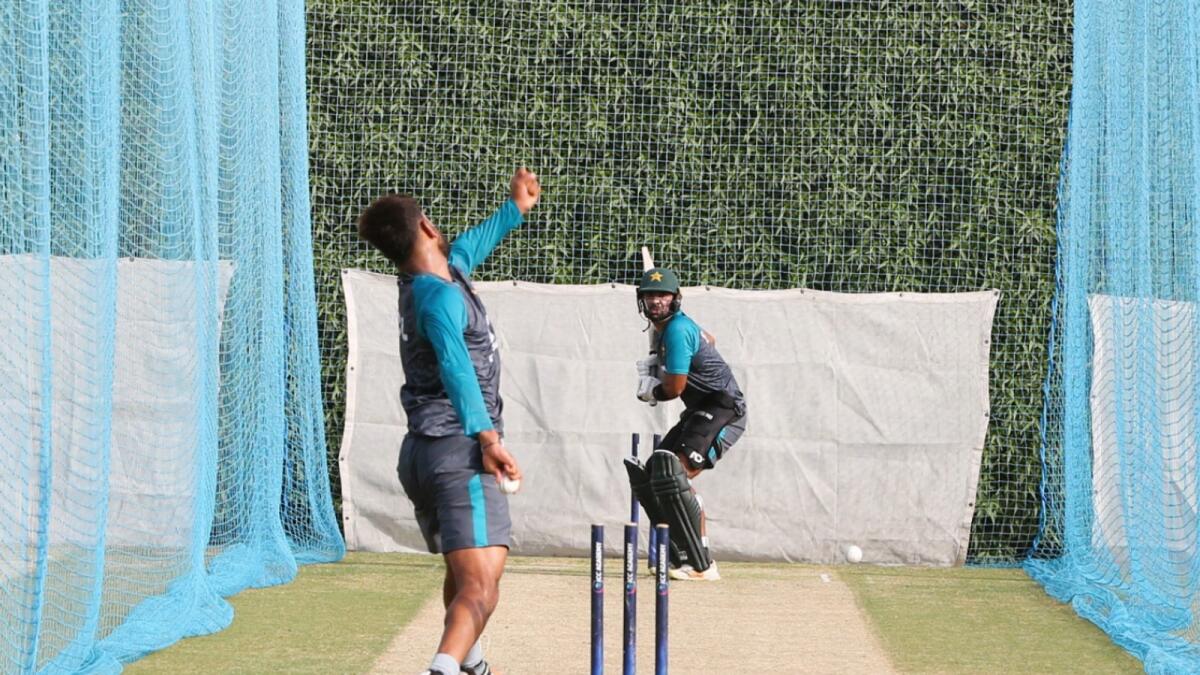 The Pakistan squad trained at Oval 2, ICC Academy, Dubai, on Thursday. (PCB Twitter)
