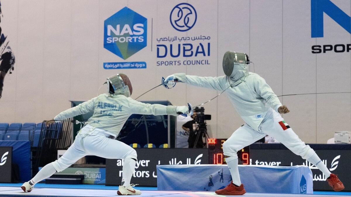 Action from the 11th Nad Al Sheba Sports Tournament fencing competition. - Supplied photo