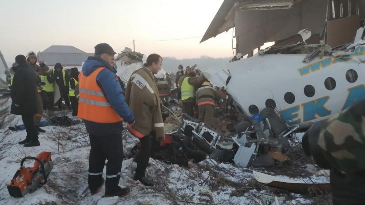 The Bek Air aircraft hit a concrete fence and a two-story building after takeoff from Almaty International Airport. It lost attitude at 7:22 a.m. (0122 GMT), the airport said.