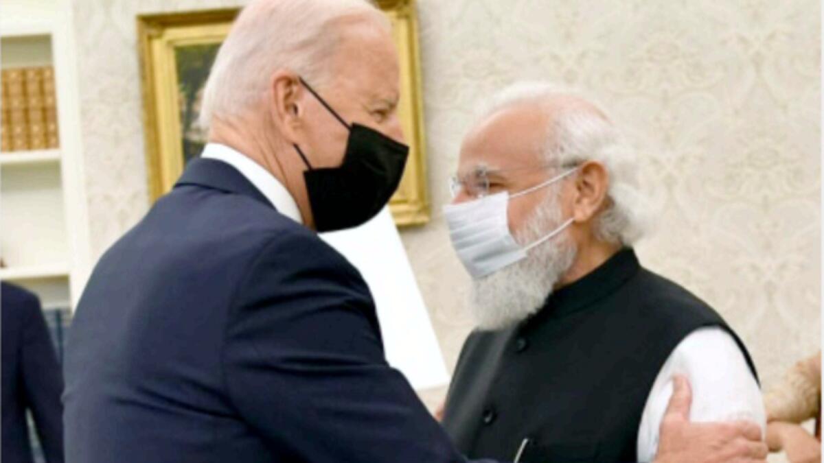 Joe Biden receives Narendra Modi in the Oval Office of the White House. — ANI