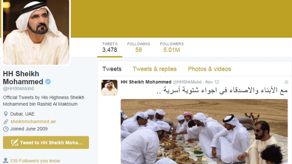 Shaikh Mohammeds Twitter followers exceed 5 million 