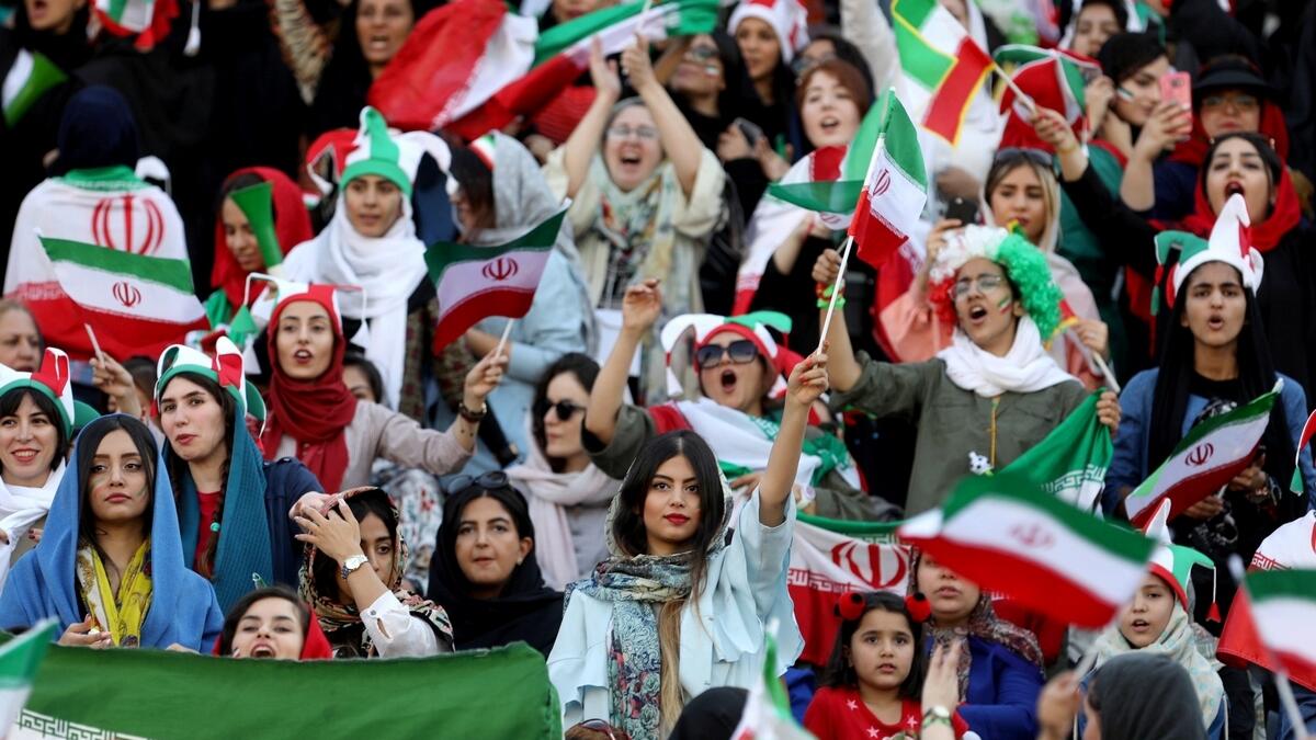 Iranian women attend first football game in 40 years 