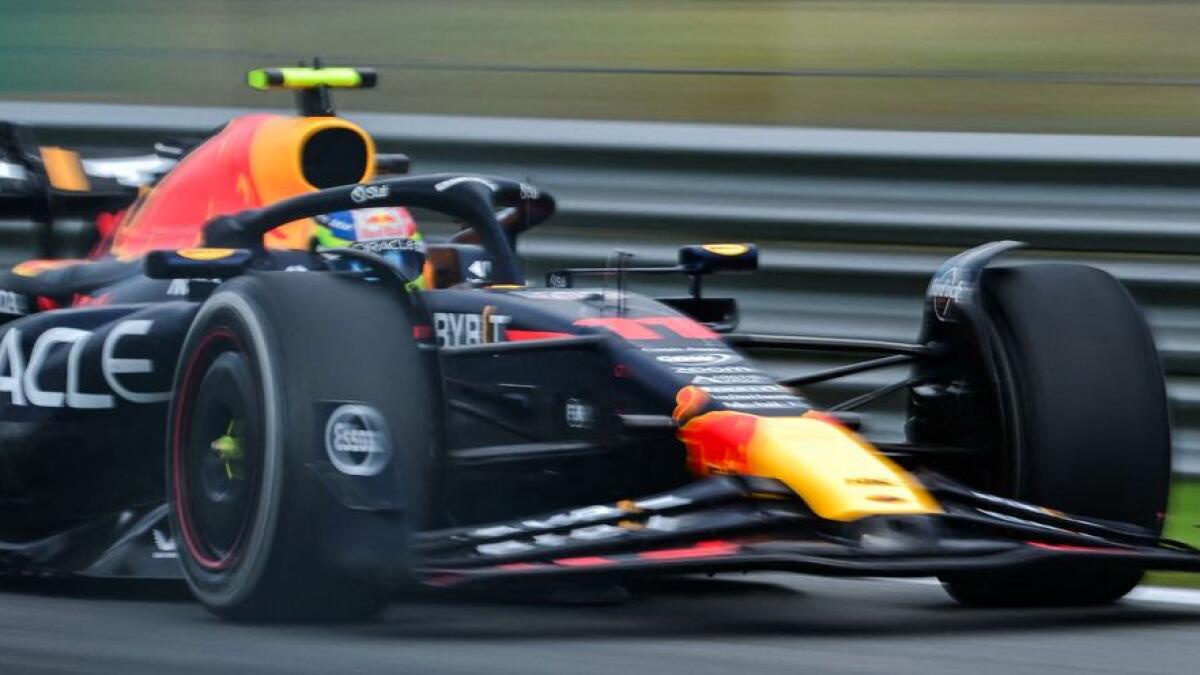 Red Bull Racing's Mexican driver Sergio Perez drives during first practice session, ahead of the Italian Formula One Grand Prix aon Friday. - AFP