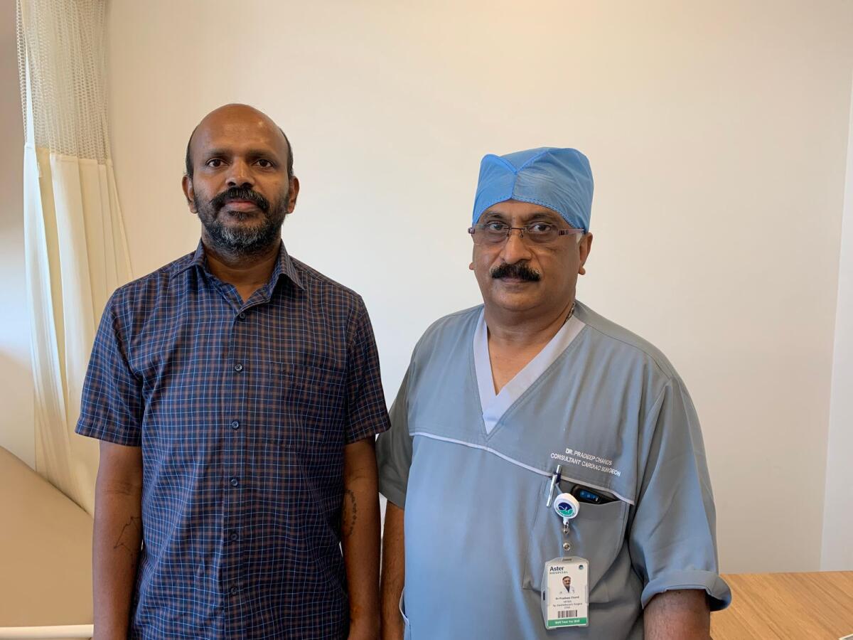 Rajkumar with Dr Pradeep Chand S Nair. Supplied photo