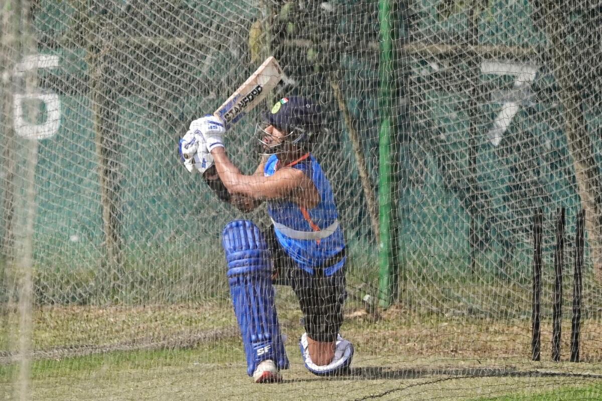 India's Shikhar Dhawan bats during a practice session at the Sher-e-Bangla National Cricket Stadium in Dhaka. — AFP