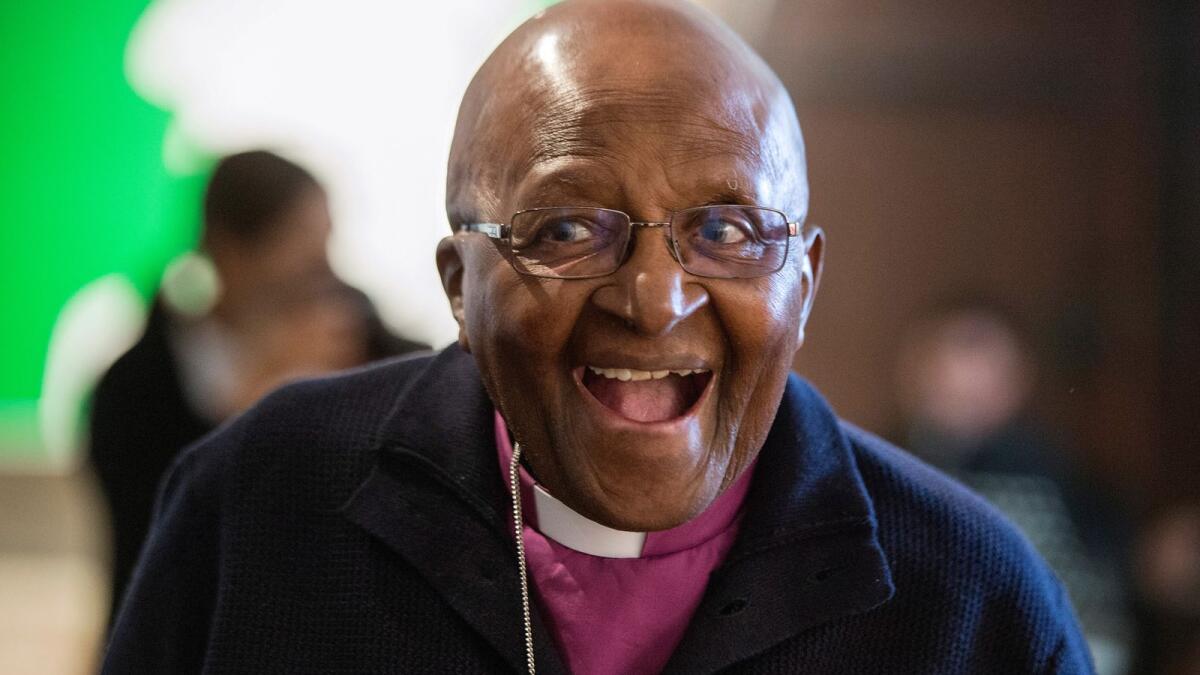 File photo taken on April 27, 2019 Archbishop Emeritus and Nobel Laureate Desmond Tutu in the centre of Cape Town. Photo: AFP