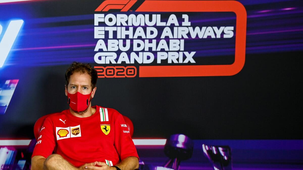Ferrari's Sebastian Vettel during a press conference.