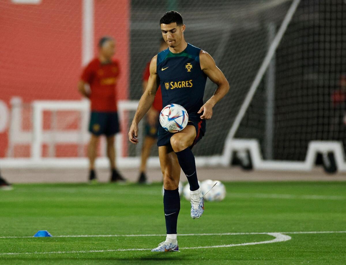 Portugal's Cristiano Ronaldo during training. Photo: Reuters