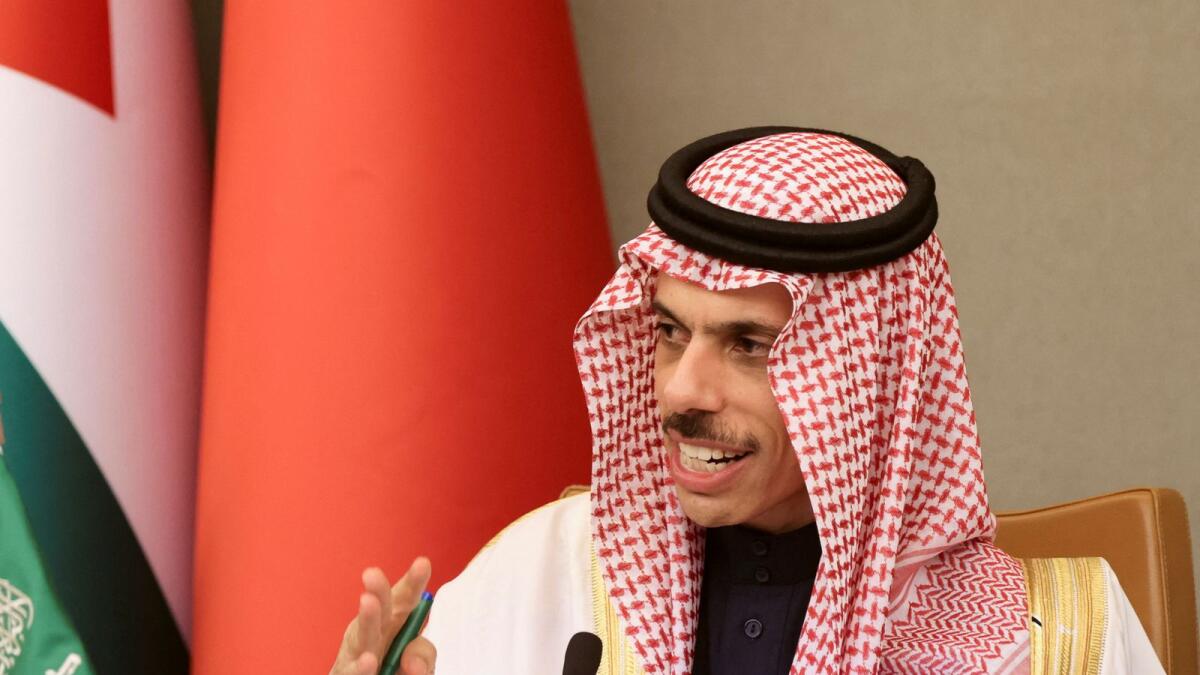 Saudi Minister of Foreign Affairs Prince Faisal bin Farhan Al Saud attends a news conference at the Arab Gulf Summit in Riyadh on December 9, 2022. Reuters file