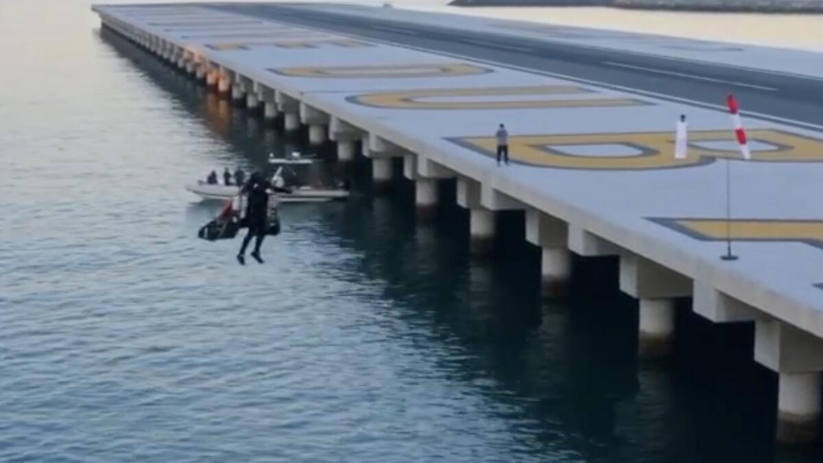 Sheikh Hamdan bin Mohammed bin Rashid Al Maktoum, Crown Prince of Dubai, shared a video on his Instagram handle showcasing Dubai's Jetman as it takes off from a platform.