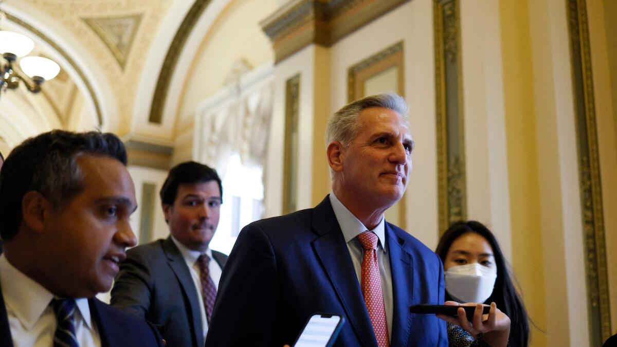 House Minority Leader Kevin McCarthy walks to the House Chambers of the US Capitol Building. –AFP