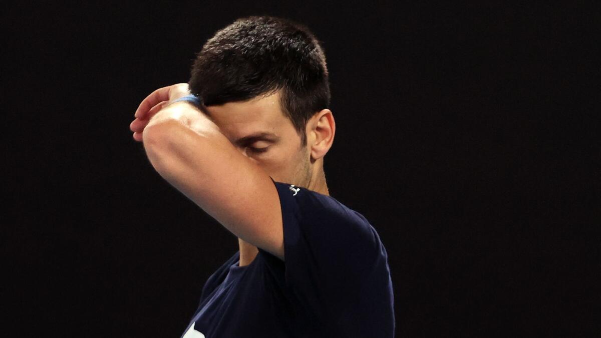 Novak Djokovic during a practice session ahead of the Australian Open in Melbourne. (AFP)