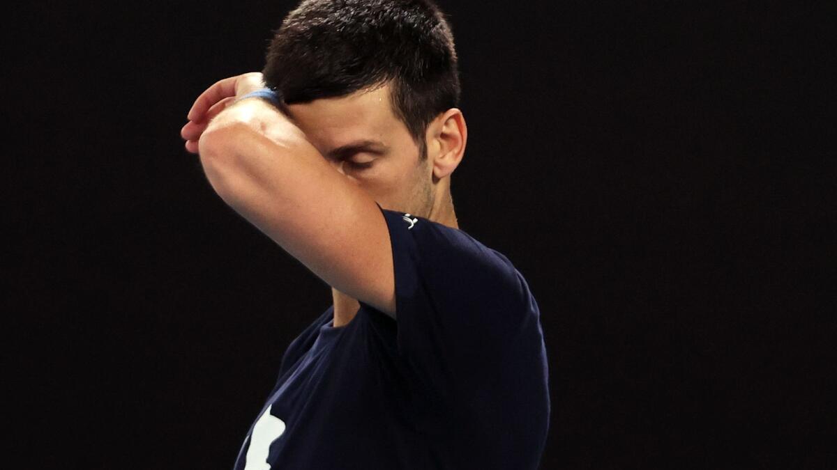 Novak Djokovic during a practice session ahead of the Australian Open in Melbourne. (AFP)