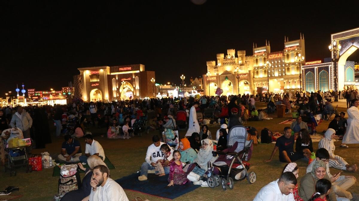 Families started arriving in huge numbers as soon as the gates opened at 4pm and set up camp to get the best view of the fireworks show.The entry is usually free for children aged below three, but for NYE, Global Village offered free entry to every child under 7, making it a popular choice for families.