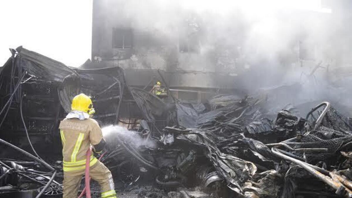 Fire damages tyre shops in Mussafah industrial area
